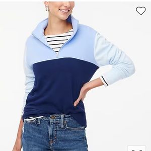 NWT J Crew Factory Colorblock half-zip sweatshirt in cloudspun fleece si…